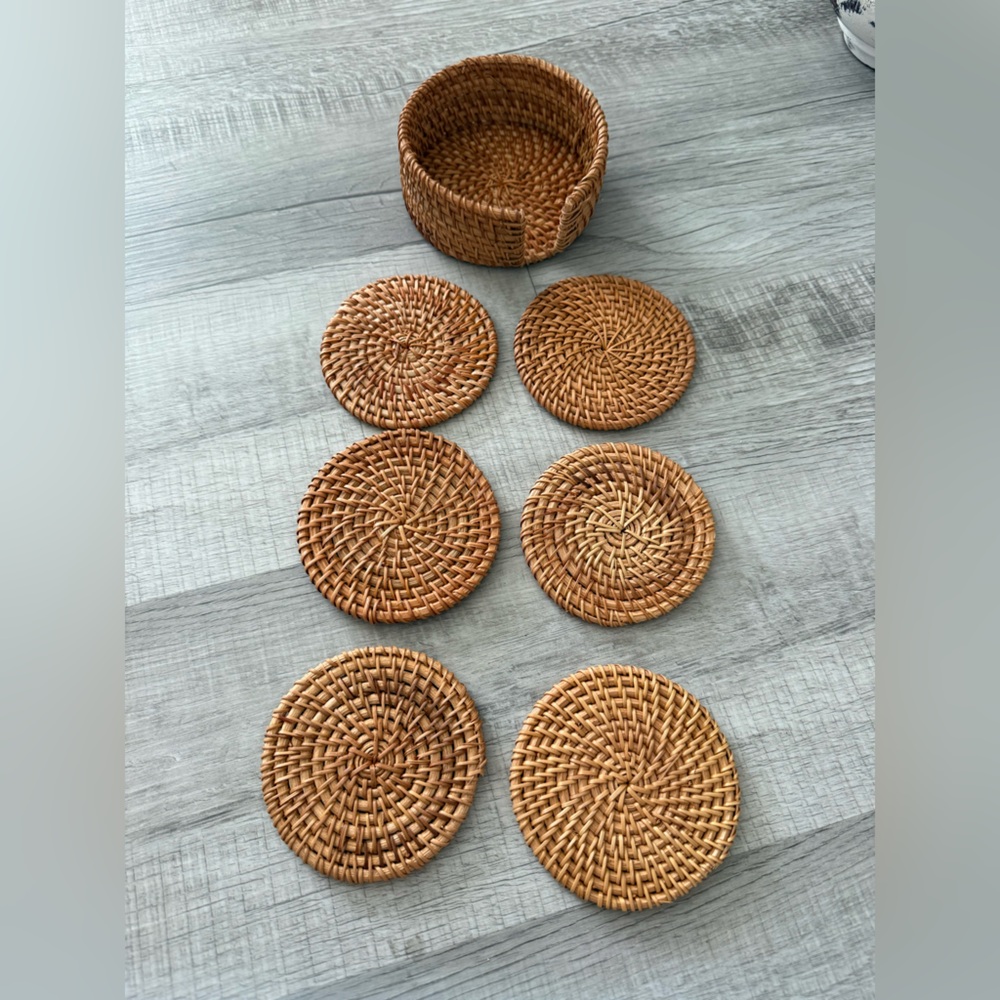 Anthropologie Woven Coasters - Warm Brown - Picture 2 of 2